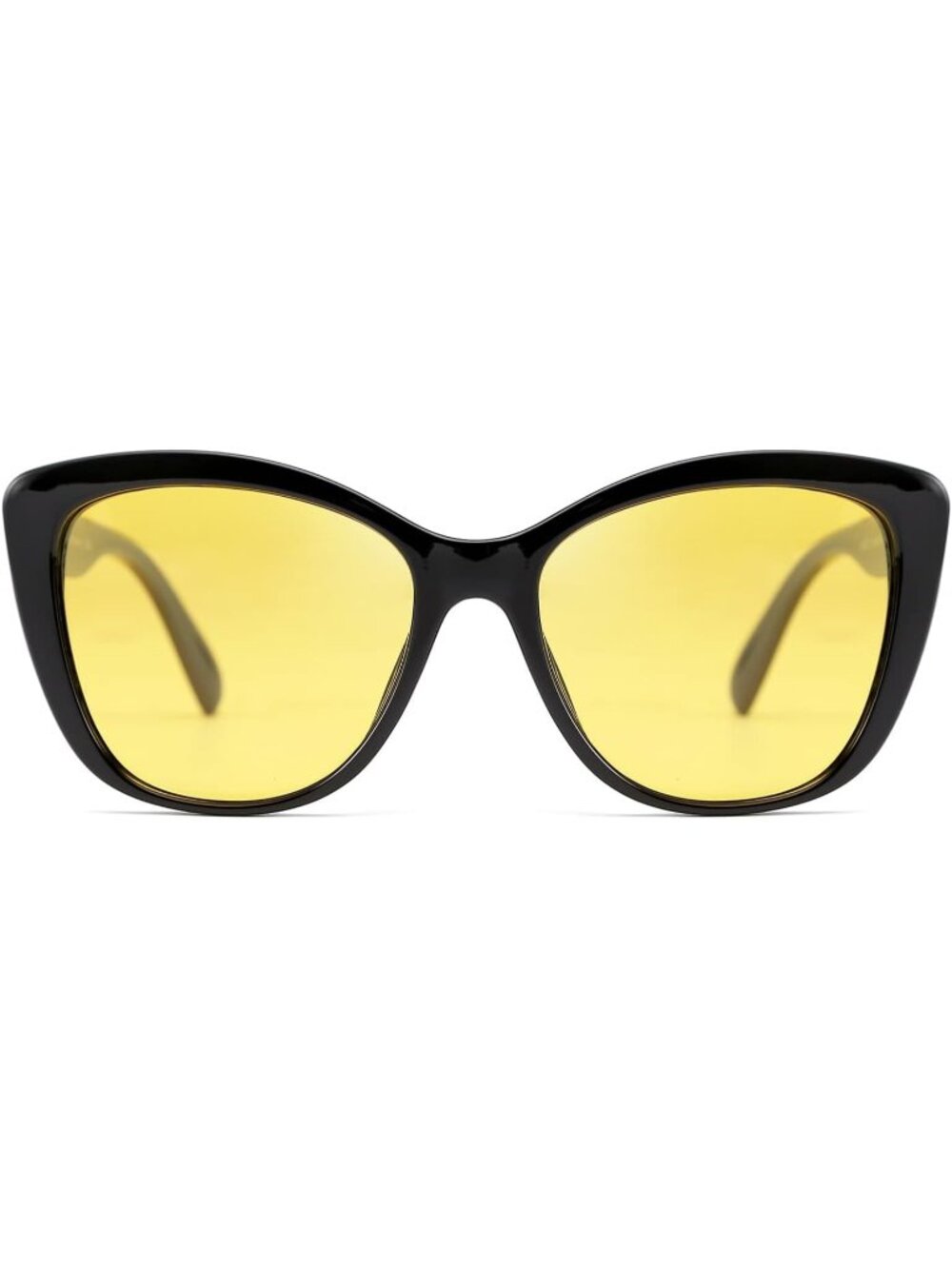 Women's Black Yellow Polarized Sunglasses American Square Jackie O Cat Eye